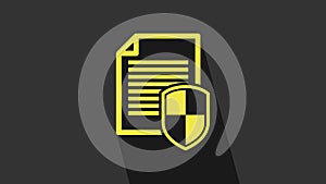 Yellow Document protection concept icon isolated on grey background. Confidential information and privacy idea, secure