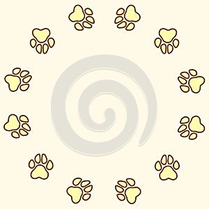 yellow dog paw prints, beige dog paws, yellow cat paws, brown dog footprints, brown cat footprints, dog footprints pattern