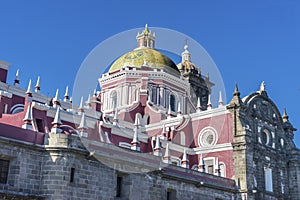 Yellow Dome Facade Puebla Cathedral Mexico