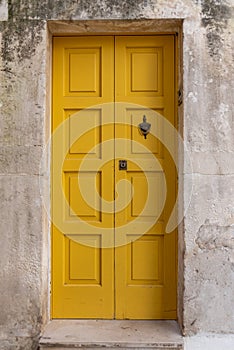 Yellow Door In Martina Franca, Near Taranto, In The South Of Italy