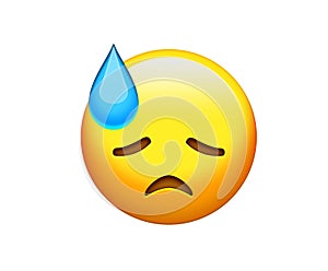 Yellow downcast, disappointed, upset and closing eyes head face icon with sweat