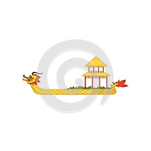 Yellow Dragon Boat, symbol of Chinese traditional Festival vector Illustration on a white background