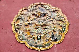 Yellow Dragon Ceramic Decoration Symbol Emperor Red Wall Gugong