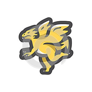 Yellow Dragon fly Vector icon Cartoon illustration.