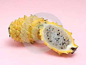 Yellow dragon fruit and its section