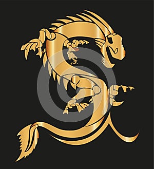 Yellow Dragon Vector