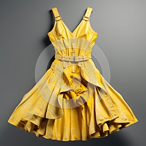 Yellow Dress From Vintage Collection - Hyper Realistic 3d Rendering
