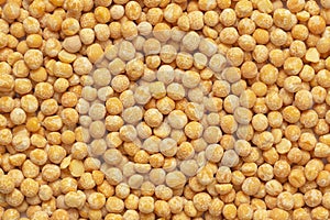 Yellow dried peas isolated on white background. Top view.