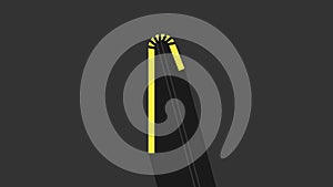 Yellow Drinking plastic straw icon isolated on grey background. 4K Video motion graphic animation