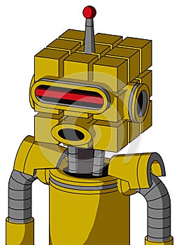 Yellow Droid With Cube Head And Round Mouth And Visor Eye And Single Led Antenna