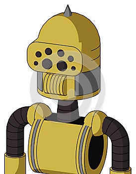 Yellow Droid With Dome Head And Speakers Mouth And Bug Eyes And Spike Tip