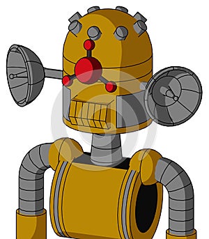 Yellow Droid With Dome Head And Toothy Mouth And Cyclops Compound Eyes