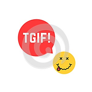 Yellow drunk emoji tgif logo like thank god it is friday