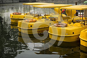 Yellow duck boat