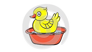 Yellow duck toy icon animation