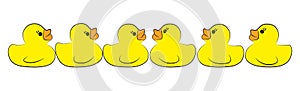 Yellow duck toy on white background. Business, Leadership, Teamwork or Friendship Concept. Vector
