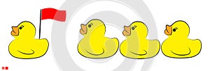 Yellow duck toy on white background. Business, Leadership, Teamwork or Friendship Concept. Vector