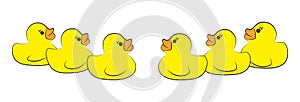 Yellow duck toy on white background. Business, Leadership, Teamwork or Friendship Concept. Vector