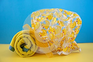 Yellow ducky shower cap