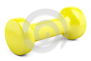 Yellow dumbbell isolated on white