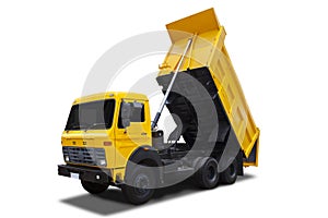 Yellow dump truck