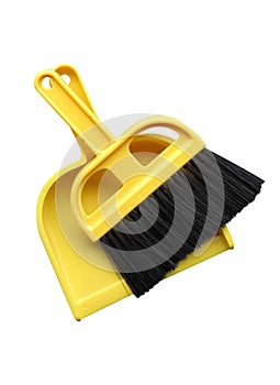 Yellow dustpan and broom