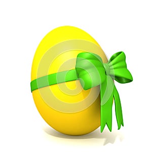 Yellow egg with bow 3d illustration