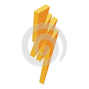 Yellow electric bolt icon, isometric style
