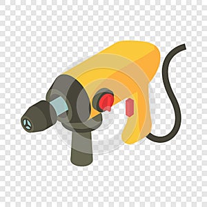 Yellow electric drill icon, isometric 3d style