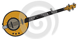 Yellow electric five strings banjo