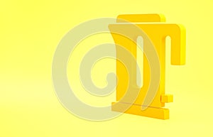 Yellow Electric kettle icon isolated on yellow background. Teapot icon. Minimalism concept. 3d illustration 3D render