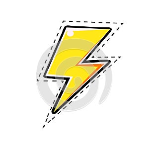 Yellow electric lightning bolt, vector comic illustration in pop art retro style