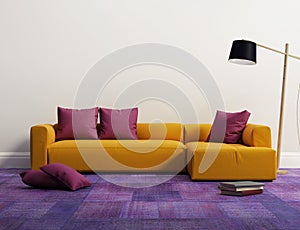 Yellow elegant modern sofa interior