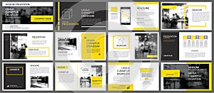 Yellow element for slide infographic on background. Presentation photo