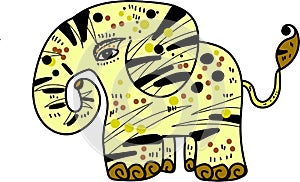 Yellow elephant graphic animal art