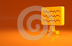 Yellow Encephalogram icon isolated on orange background. Electrical activity. Minimalism concept. 3d illustration 3D