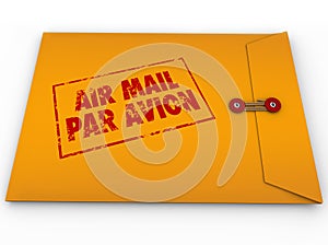 Yellow Envelope Airmail Stamp Par Avion Express Delivery photo