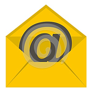 Yellow envelope with email sign icon