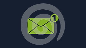 Yellow Envelope icon isolated on blue background. Received message concept. New, email incoming message, sms. Mail