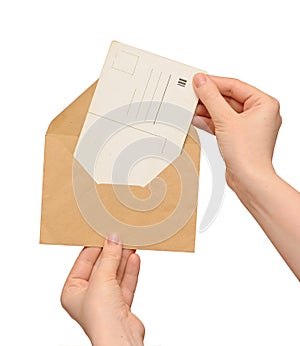 Yellow envelope with vintage blank card