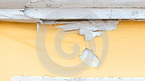 yellow erode painted concrete wall,grunge rough texture background