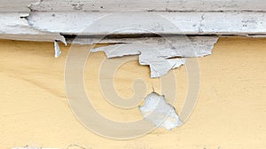 yellow erode painted concrete wall,grunge rough texture background