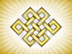 Yellow eternal / endless / buddha knot symbol