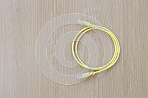 Yellow of Ethernet cable or LAN cable.