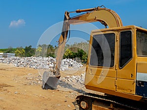 Yellow Excavator in Construction Site