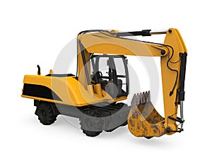 Yellow Excavator Isolated