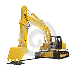 Yellow Excavator Isolated