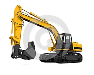 Yellow Excavator Isolated