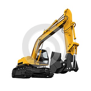 Yellow Excavator Isolated