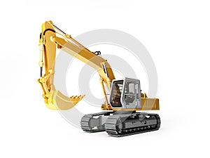 Yellow Excavator Isolated